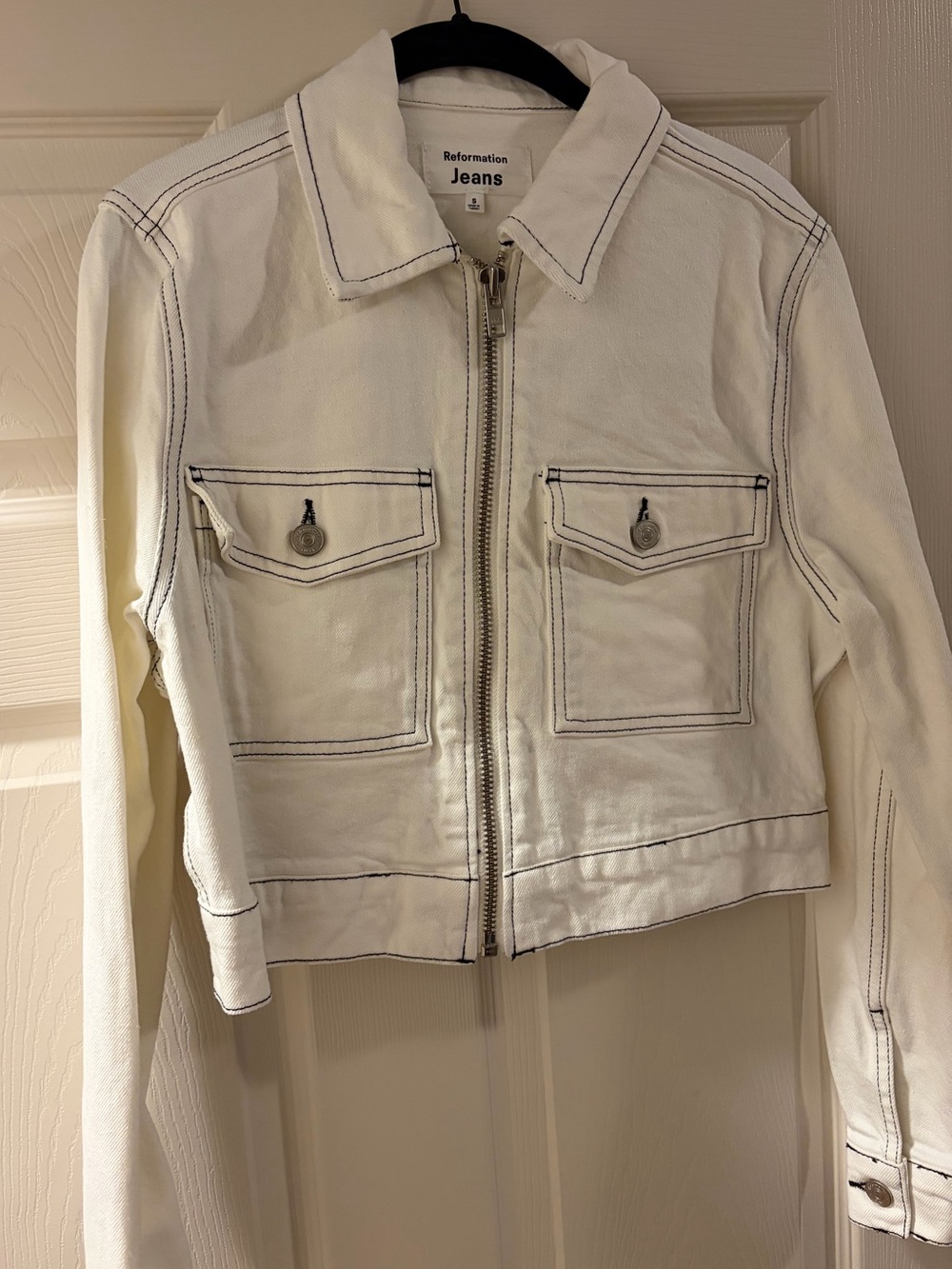 Reformation White Smith Denim Jacket